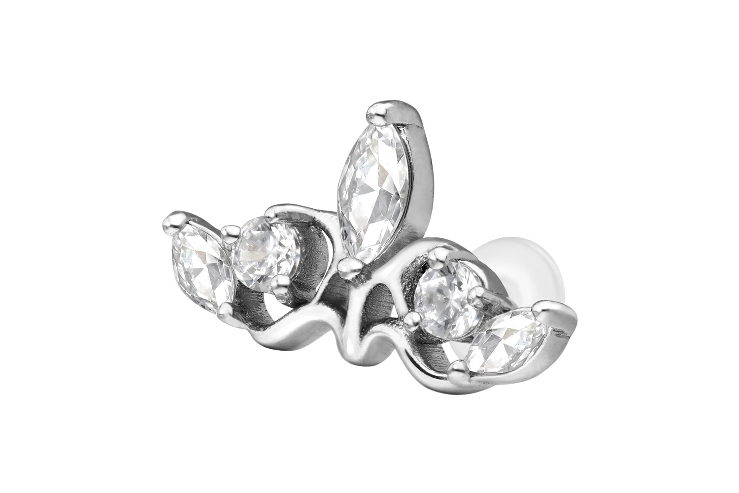 PTFE Labret Piercing mit Innengewinde + Titan-Aufsatz GOTISCHE KRONE